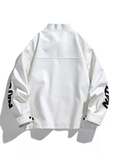 Men's Plus Size Motor Racing Leather Jacket