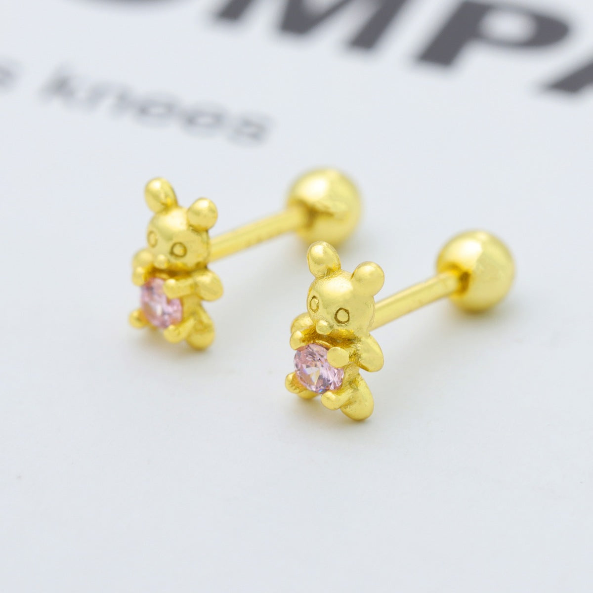 925 Sterling Silver Bear Stud Earrings
