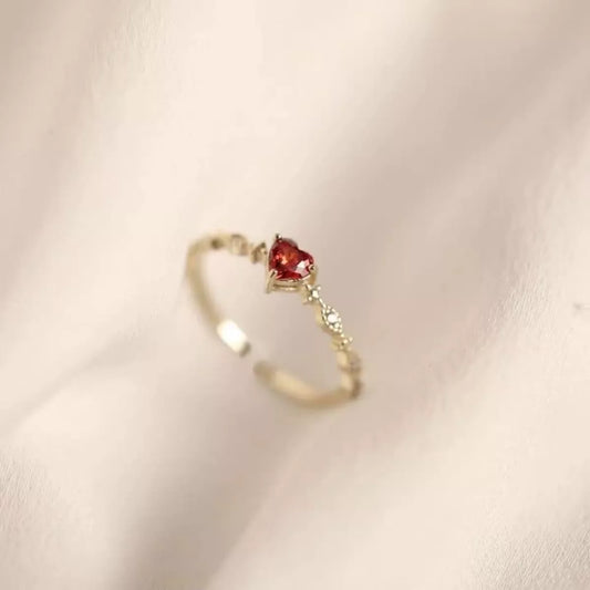 925 Sterling Silver Zircon Heart Open Ring
