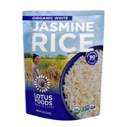 Lotus Foods Rice Bran Jasmine Brown Rice, Pack of 6 - 8 Oz