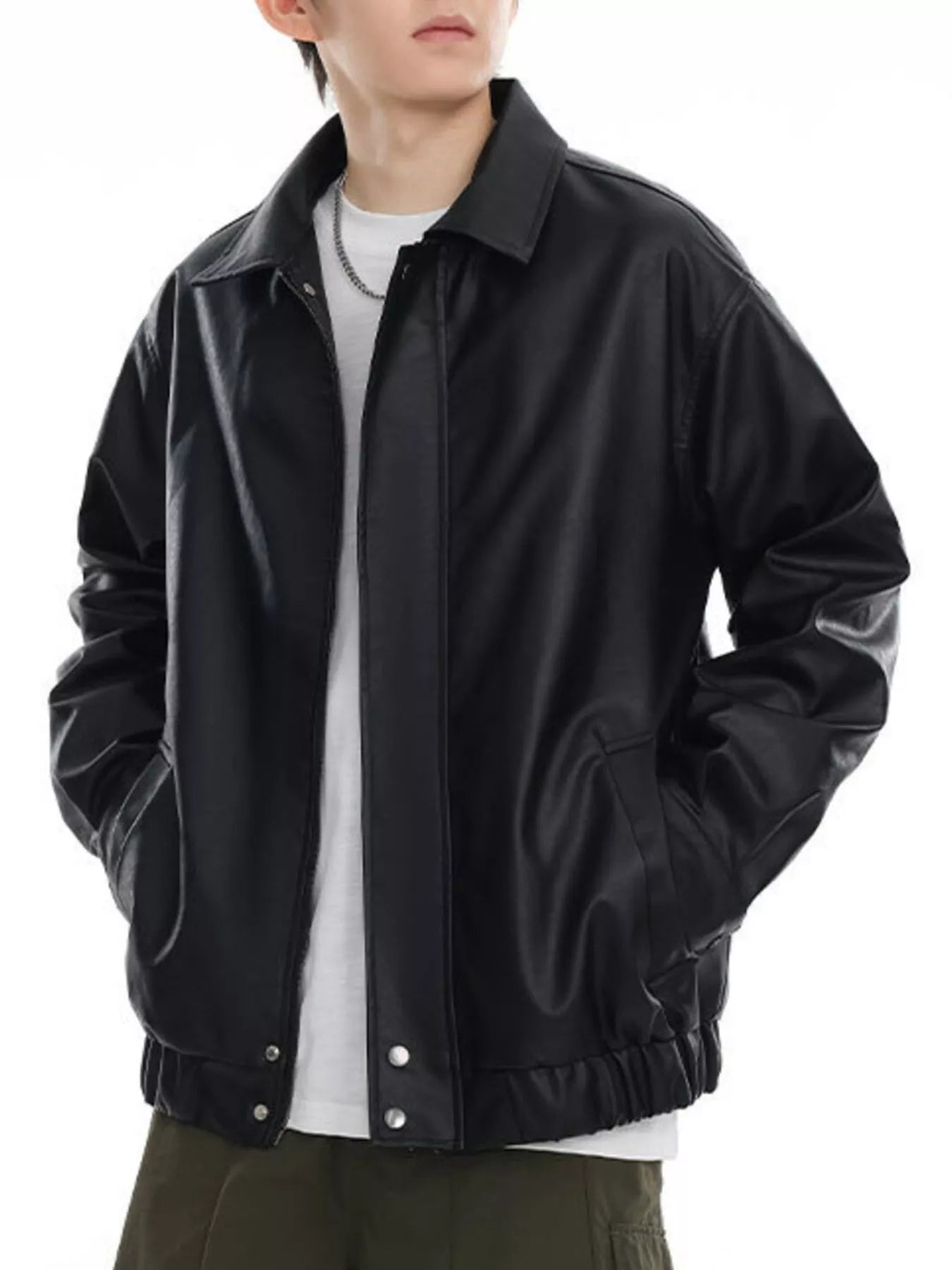 Men's Plus Size Classic Faux Leather Jacket