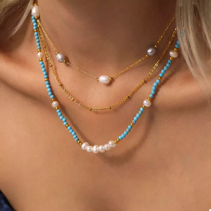 Turquoise Pearl Beaded Necklace