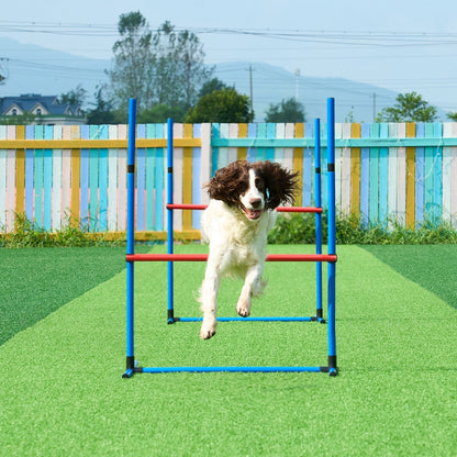 Dog Agility Training Equipment 7 PCS Set W/ Hurdles 2 Tunnels Jump Ring