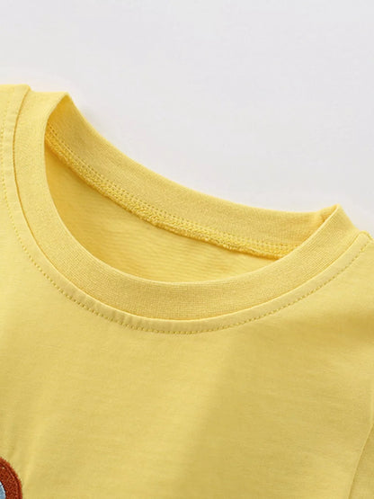 Children's Excavator & Truck Embroidered Two-Piece Set