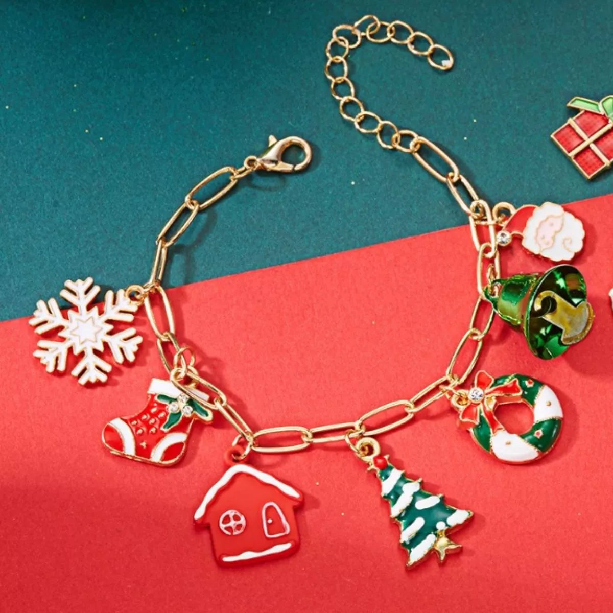 18K Gold-Plated Resin Christmas Theme Bracelet