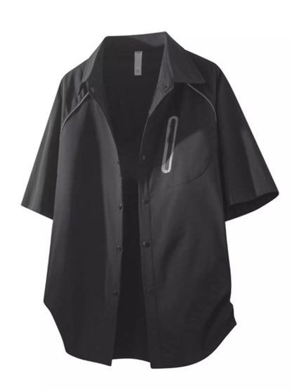 Men's Casual Short Sleeve Zipper Pocket Shirt