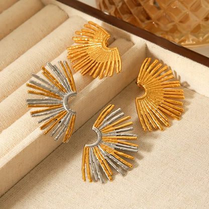 Stainless Steel Fan-Shaped Earrings