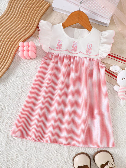 Children's Embroidered Striped Dress