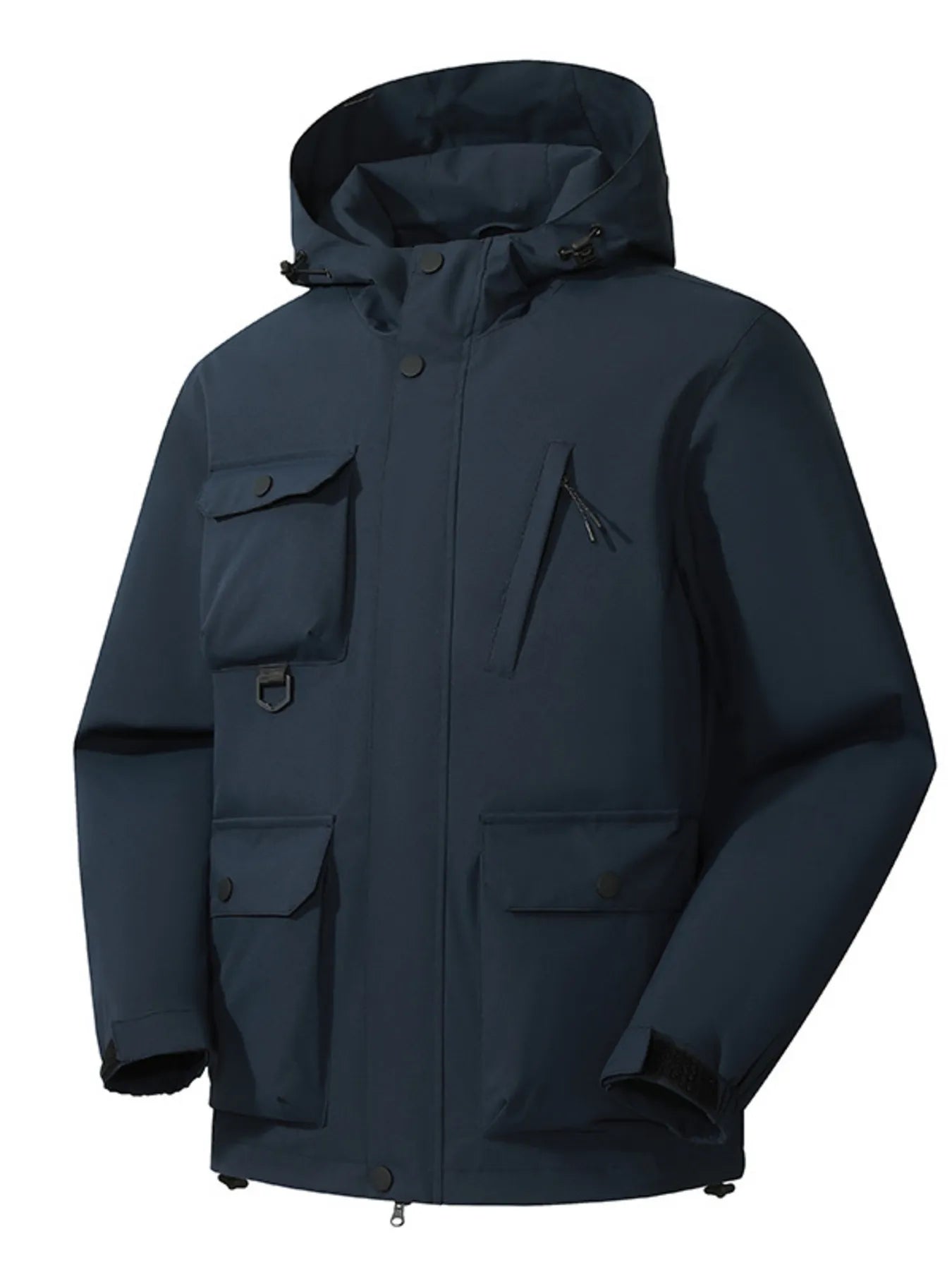 Men's Full Size Multi-Pocket Long Sleeve Hooded Jacket Plus Size