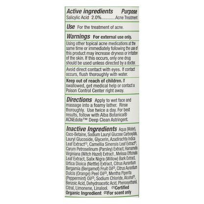 Alba Botanica Natural Acnedote Deep Pore Wash, 6 Fl Oz
