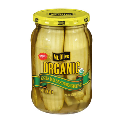 Mt. Olive Pickle Co. Kosher Dill Sandwich Stuffers, 16 Oz (Case of 6)