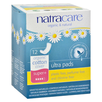 Natracare Ultra Super Plus Organic Cotton Pads - 12 Pack