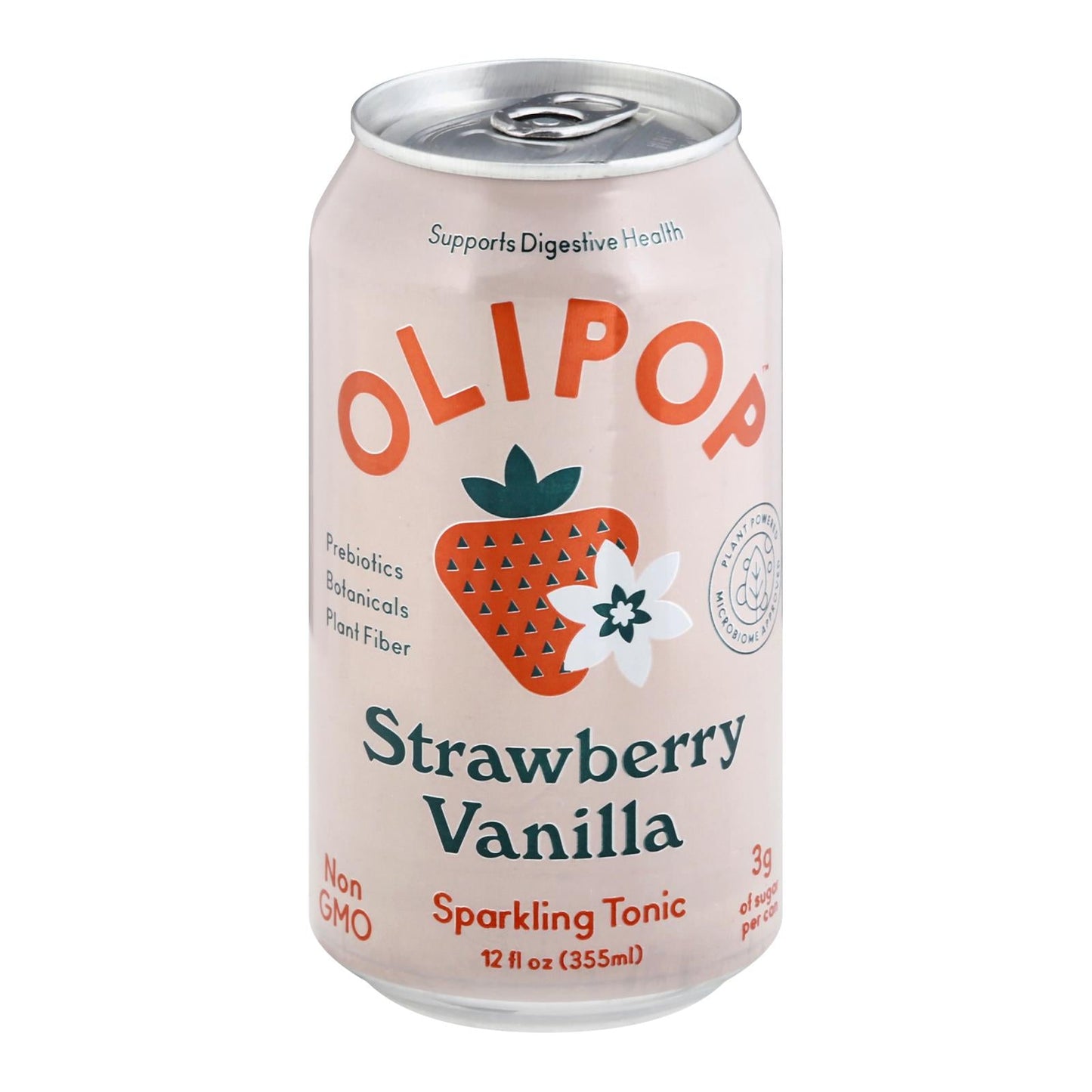 Olipop Sparkling Strawberry Vanilla Tonic (12 Fl Oz, 12-Pack)
