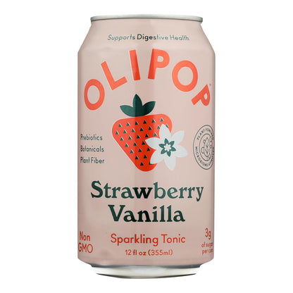 Olipop Sparkling Strawberry Vanilla Tonic (12 Fl Oz, 12-Pack)