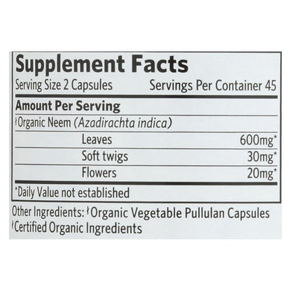 Organic India Neem Whole Herb Supplement, 90 Capsules