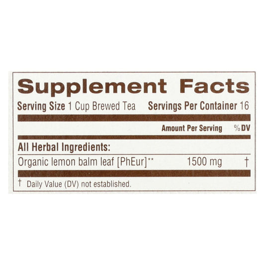 Traditional Medicinals Lemon Balm Herbal Tea, 16 Tea Bags (Pack of 6)