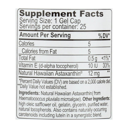 Nutrex Hawaii Bioastin Hawaiian Astaxanthin - 250mg Gel Caps (Pack of 25)