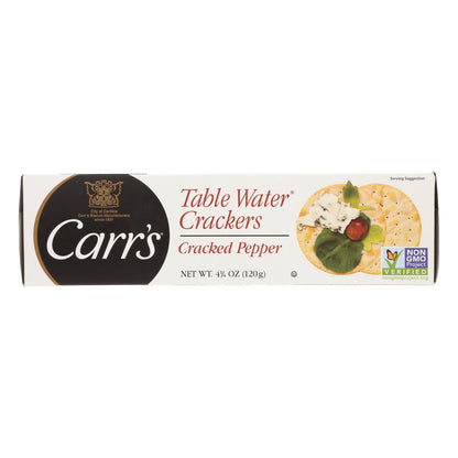 Carr's Table Water Crackers: Bite-Size with Zesty Cracked Pepper - 4.25 Oz Pack (12 Count)