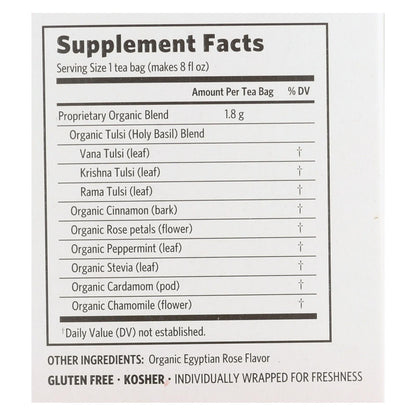 Organic India Tulsi Tea, Cinnamon Rose Flavor, 18 Tea Bags (Pack of 6)