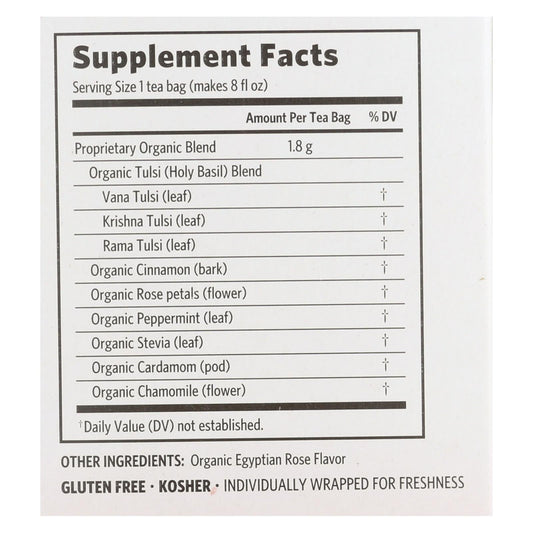 Organic India Tulsi Tea, Cinnamon Rose Flavor, 18 Tea Bags (Pack of 6)