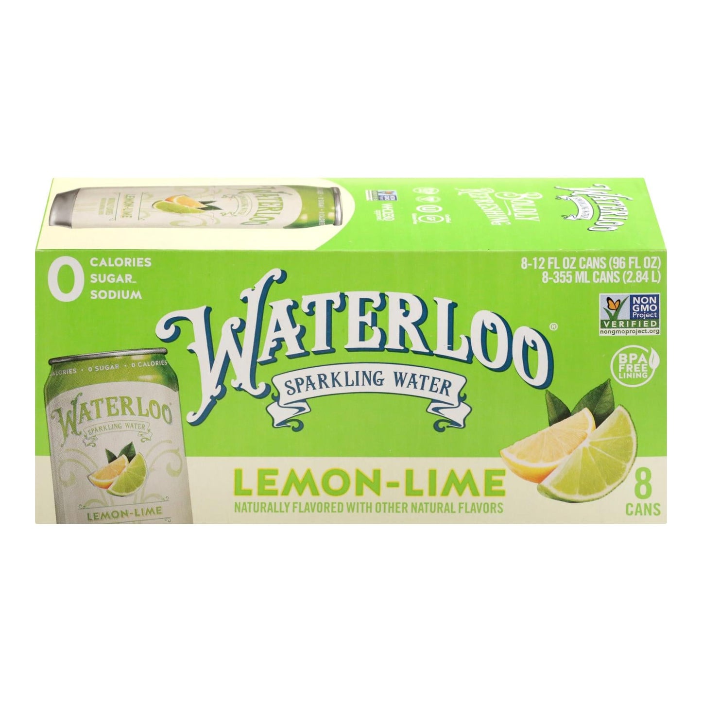 Waterloo Sparkling Water, Lime, 12 oz. Cans (Pack of 8)