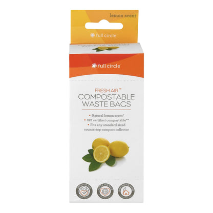 Full Circle Home Fresh Air Compostable Waste Bags - BPI Certified - 25 Count, Case of 6