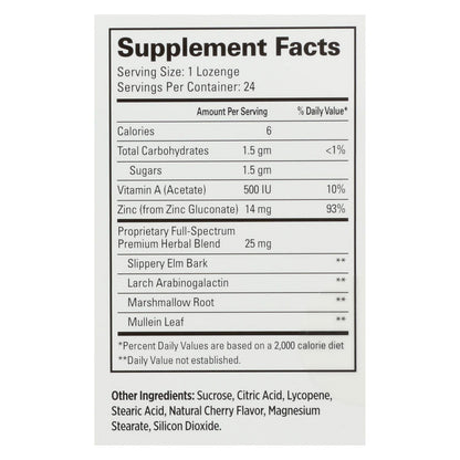 Quantum Research Cold Season Plus Zinc - Cherry - 24 Lozenges for Immune Support and Sore Throat Relief