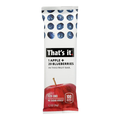 That's It Apple and Blueberry Fruit Bars, 100% Real Fruit, Gluten Free, Non-GMO, 1.2 oz Bars, Case of 12
