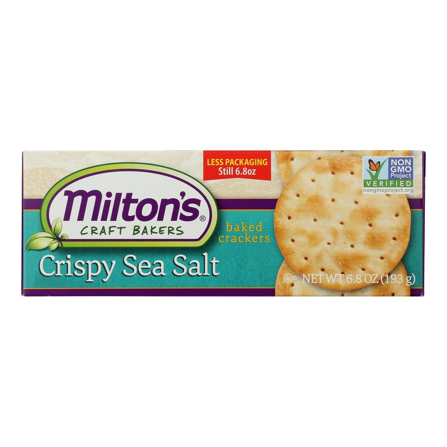 Milton's Crispy Sea Salt Crackers (Pack of 8, 6.8oz Each)