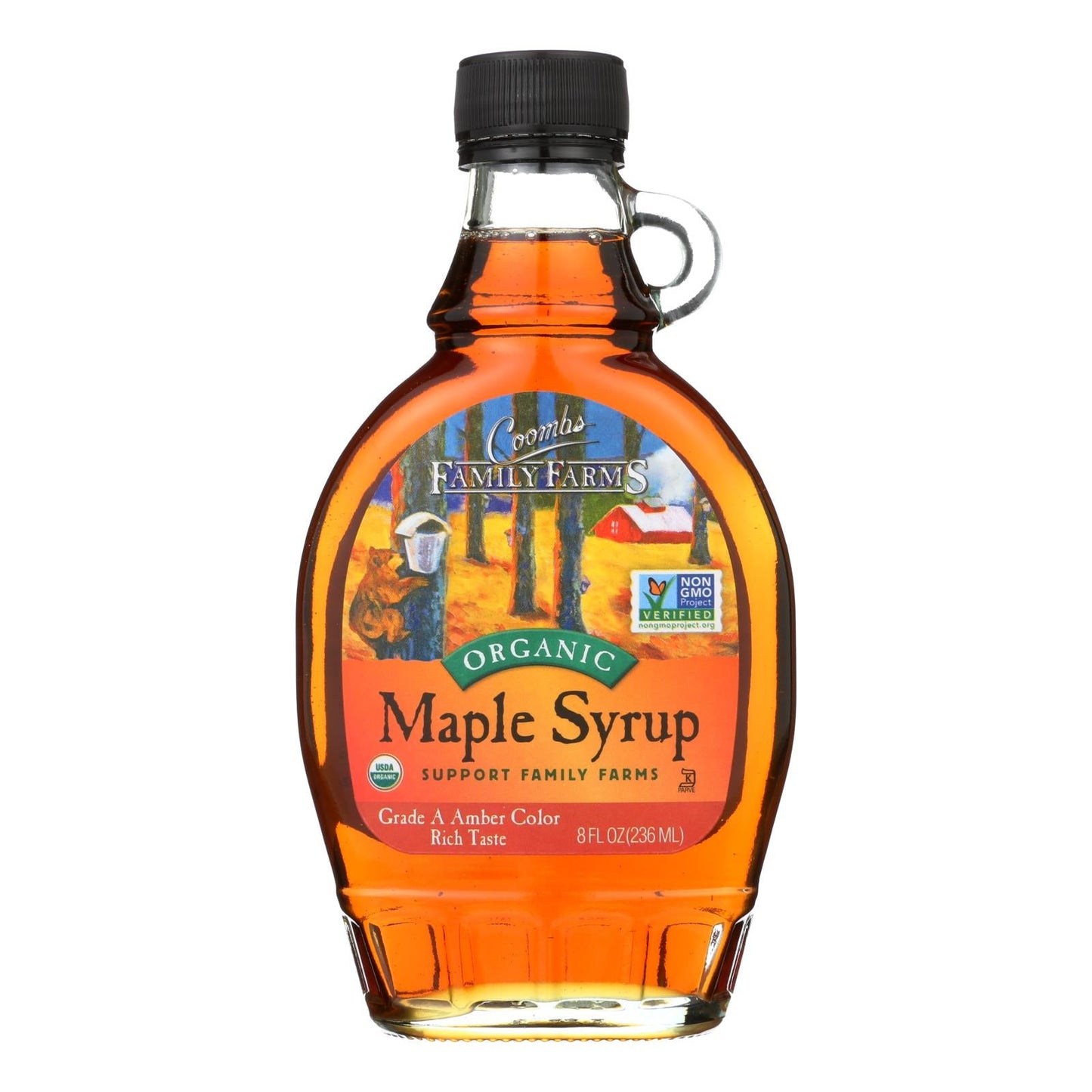 Coombs Family Farms Organic Maple Syrup, Grade A Dark Amber, 8 Fl Oz, Case of 12
