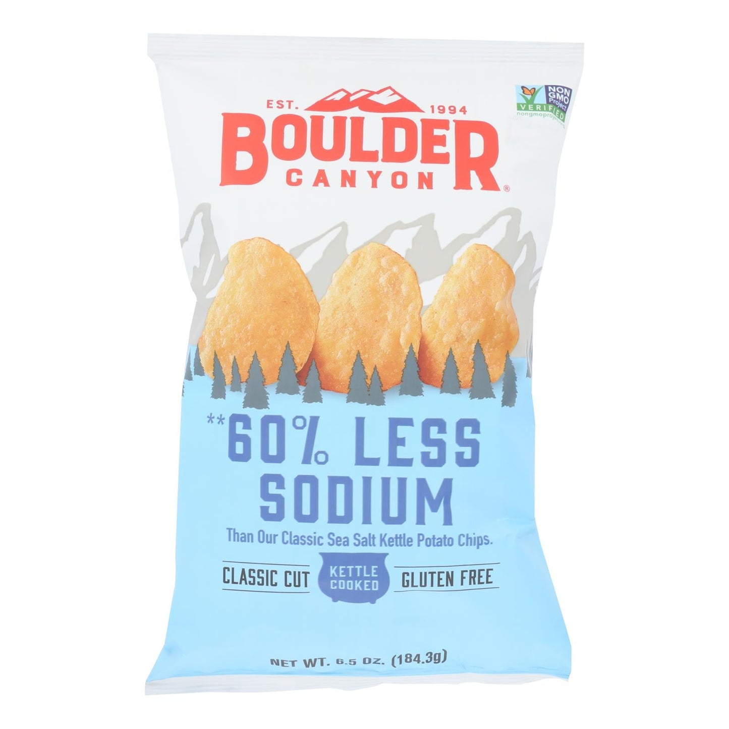 Boulder Canyon Kettle Cooked 60% Lower Sodium Potato Chips (Pack of 12 - 6.5 Oz)