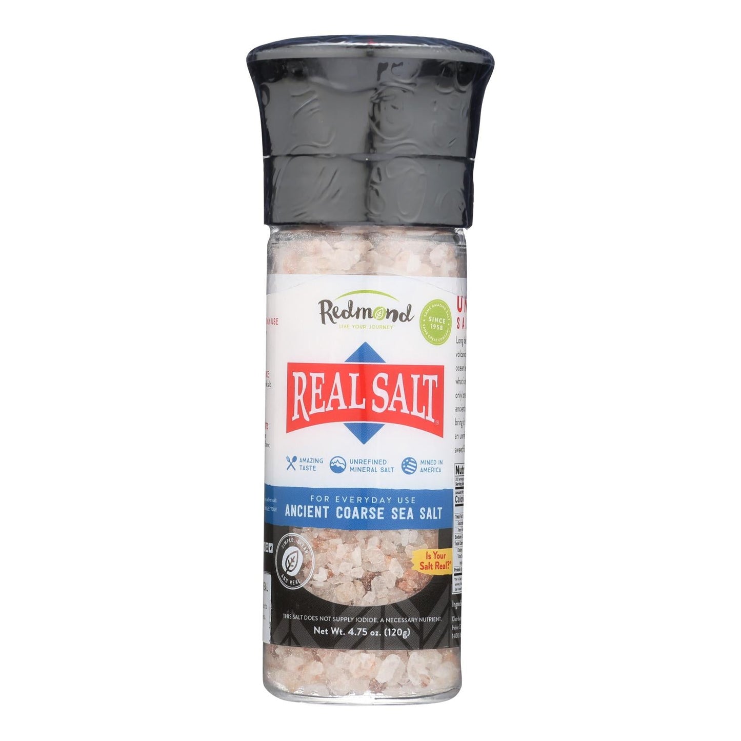 Redmond Real Salt, Ancient Coarse Sea Salt, Pack of 6, 4.75 Oz, Unrefined & Mineral-Rich