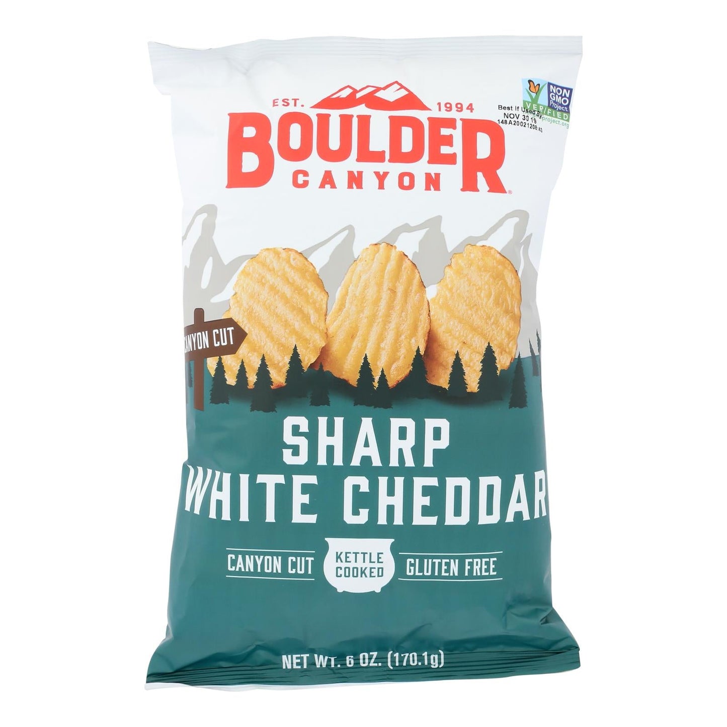 Boulder Canyon Kettle Chips White Cheddar (Pack of 12 - 6 Oz)