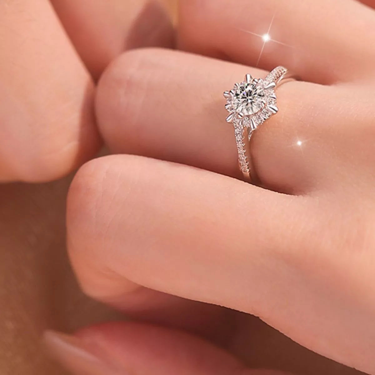 2 Piece Moissanite 925 Sterling Silver Ring