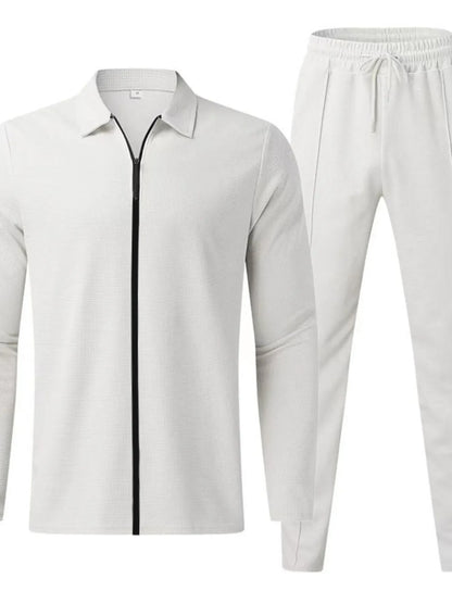 Men's Full Size Zip Up Top and Pants Set Plus Size