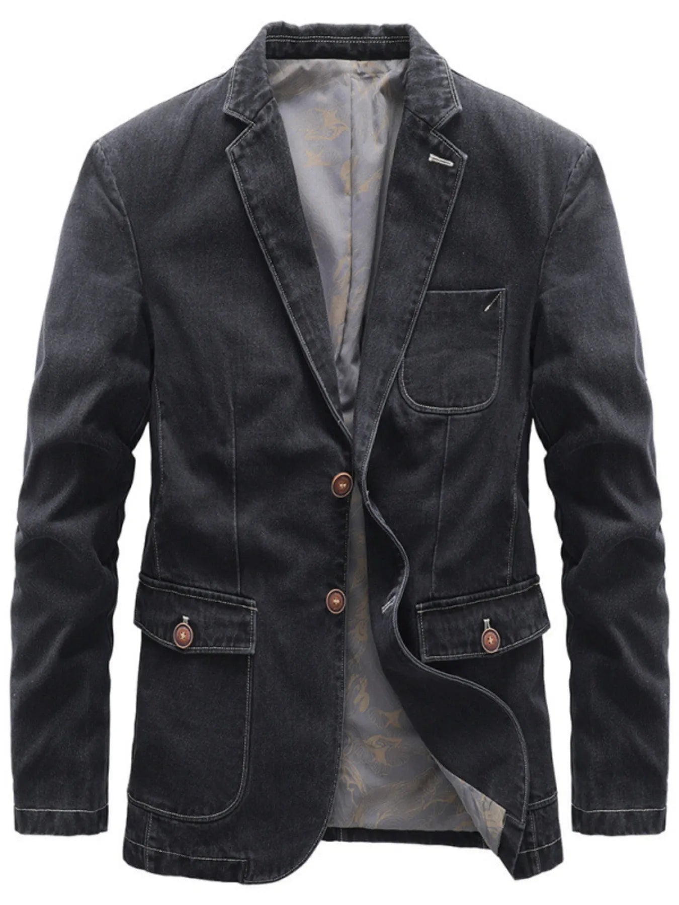 Men's Full Size Lapel Collar Long Sleeve Blazer Plus Size