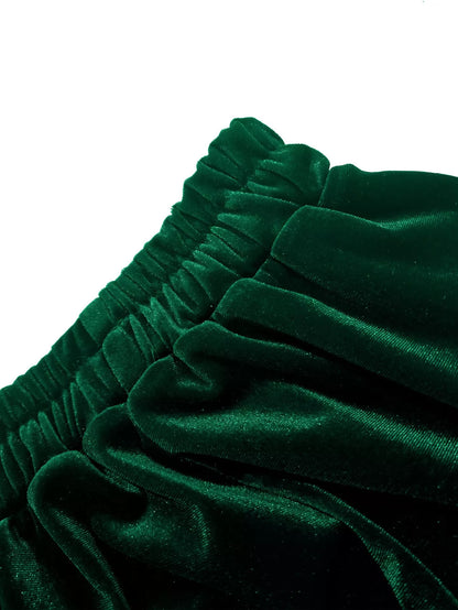 Plus Size Ruffled Velvet Elastic Waist Skirt