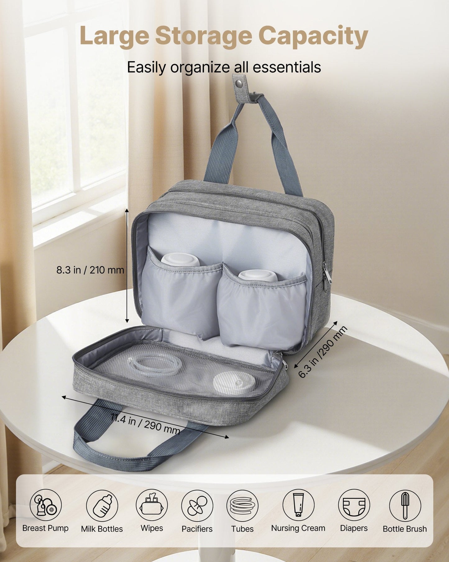 Wearable Breast Pump Bag, Breast Feeding Bag With Ice Pack, Fits For M5/M6, Pumping Accessories & Breastmilk Storage, Portable Pump Carrying Case For Work, Travel & Family Use, Grey