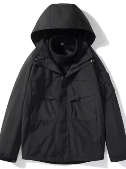 Men's Plus Size Zip Up Long Sleeve Hooded Jacket