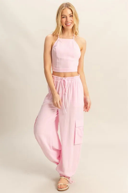 HYFVE Crop Top and Cargo Pants Set