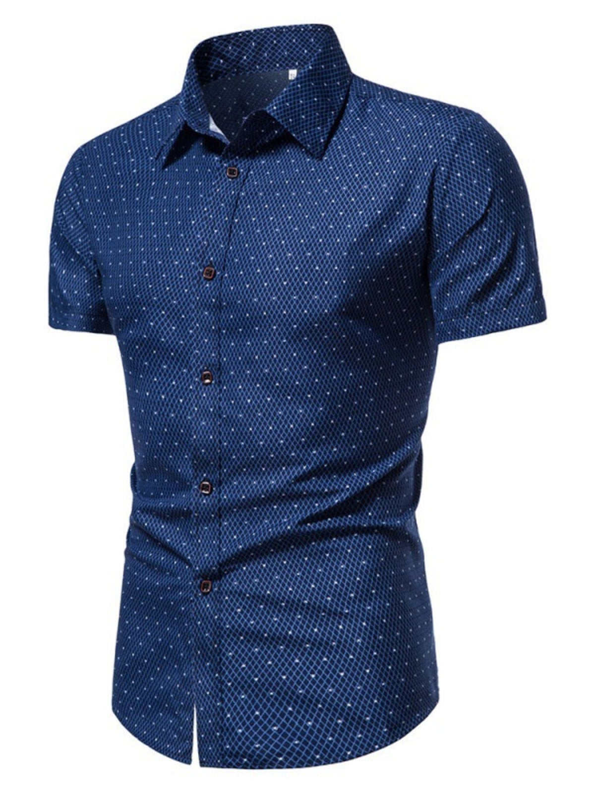 Men's Slim Fit Short Sleeve Dotted Shirt