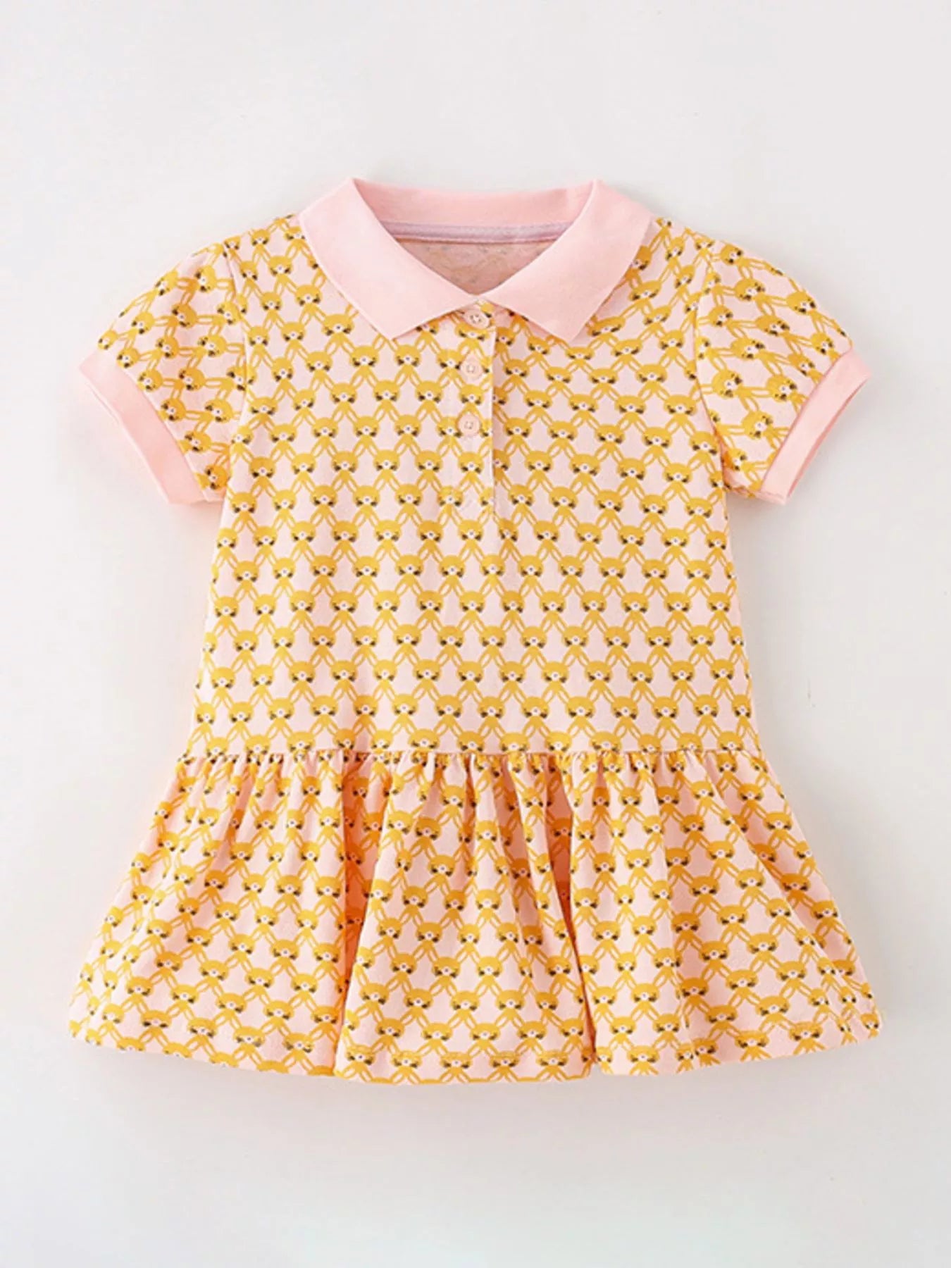 Children's Polo Collar Short Sleeve Dress
