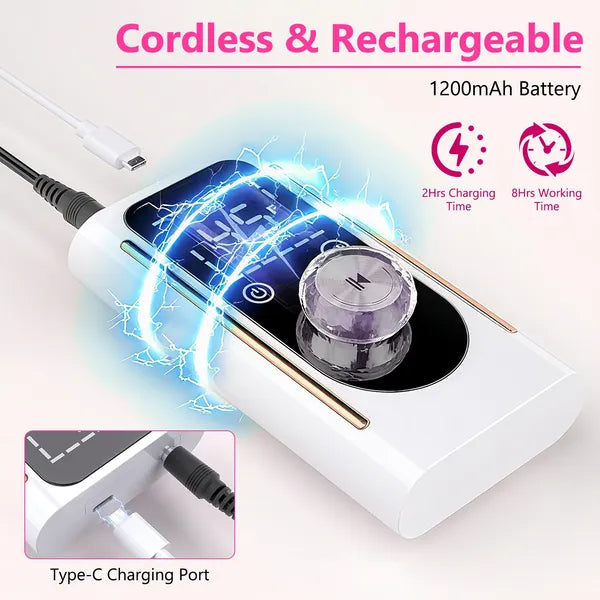 Portable Electric Nail Drill Bit 45000 RPM With 11 Bits Base Waist Clip Cordless Rechargeable Nail File Machine For Professional Salon Home Acrylic Nails Remove Nail Gel Polish Manicure