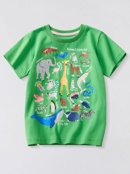 Children's Animal Print Crew Neck T-Shirt
