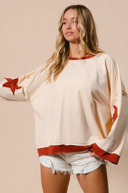 BiBi French Terry Top With Patch Detail Sweatshirt
