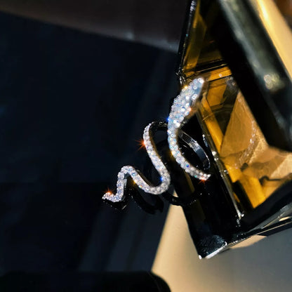 925 Sterling Silver Zircon Snake Bypass Ring
