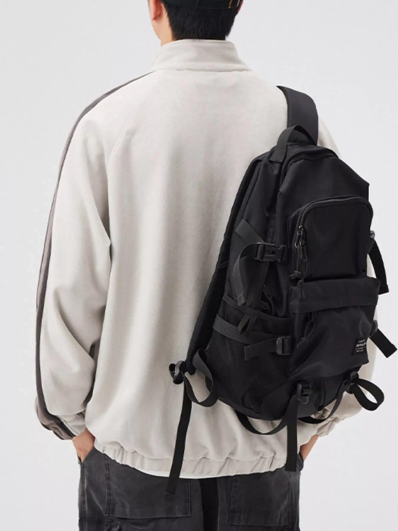 Men's Striped Shoulder Zip Up Jacket