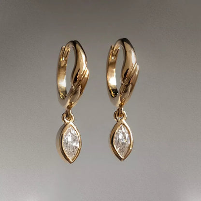 925 Sterling Silver Moissanite Hoop Drop Earrings