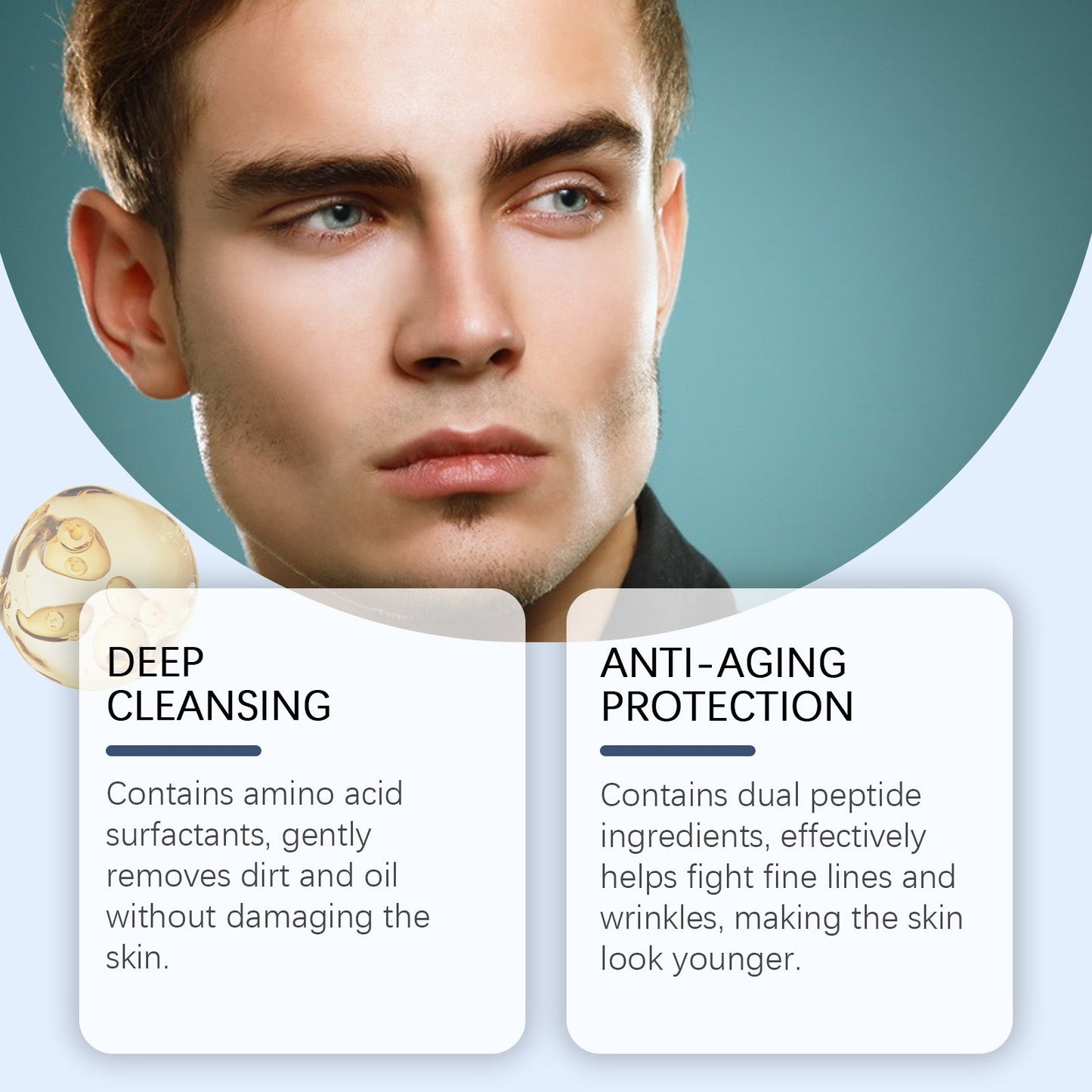 East Moon Men's Facial Cleanser, Moisturizing Amino Acid Gentle Cleanser Refreshing Non-Tightening Cleanser