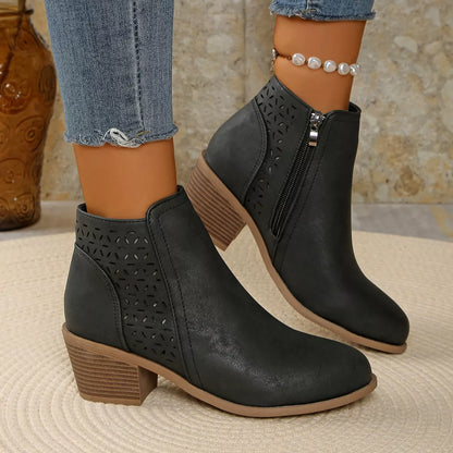 Point Toe Block Heels Boots